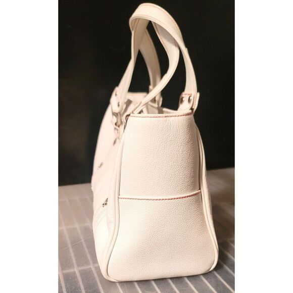 MCM White Leather Shoulder Bag with Red Stitching - Picture 3 of 16